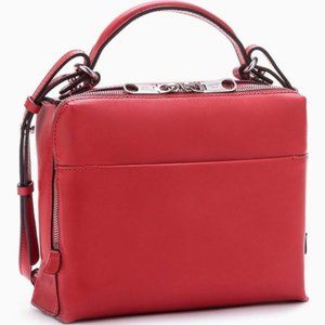 Calvin Klein Red Leather Handbag + Crossbody Strap
